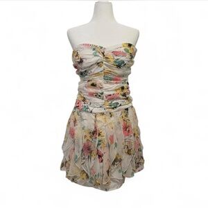 Y2K Vintage Charlotte Russe Floral Strapless Dress Size 6